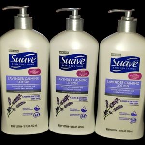Suave skin solutions Lavender Calming Lotions Lot of 3 New Pump Bottles 18 oz ea
